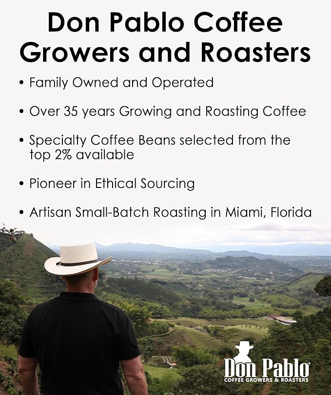 Don Pablo Colombian Decaf - Limited Edition Dark Roast Gourmet Coffee, Swiss Water Process Decaf, 100% Arabica Whole Bean, Non-GMO, Low Acidity, 2 Pound (2 lb) Bag