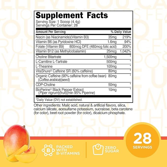 TransformHQ Everyday Boost Shot 28 Servings (Peach Mango) - Non-GMO, Gluten-Free