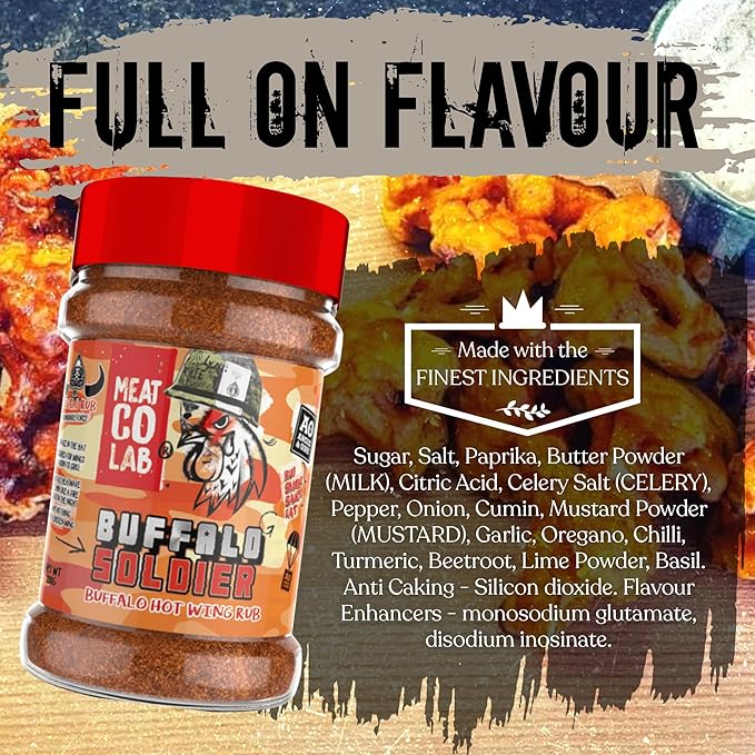 Angus & Oink | Buffalo Soldier Rub | Ultimate Spice Blend for Buffalo Wings | Unleash the Heat | Perfect for Grilling & Frying | Gluten-Free | 200g