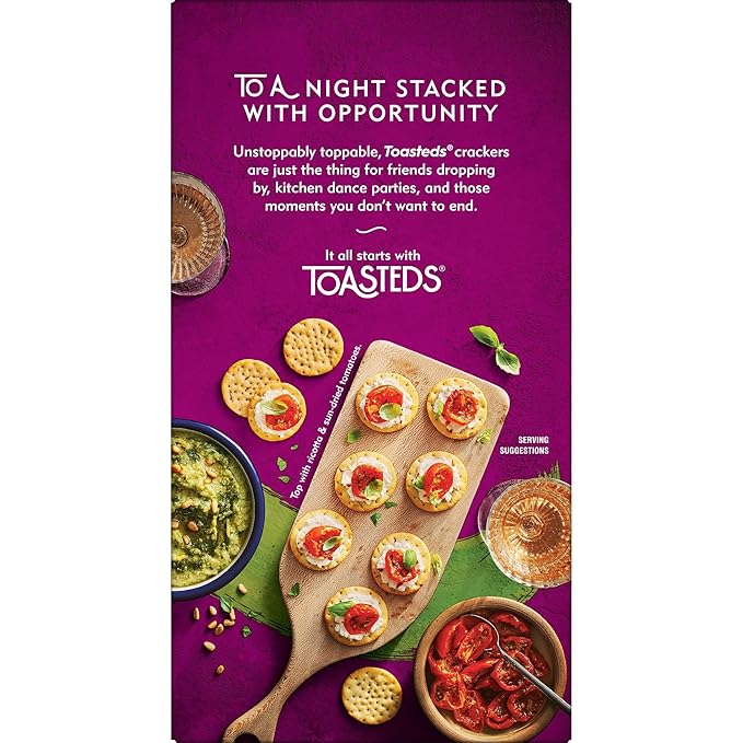 Toasteds Crackers, Party Snacks, Lunch Snacks, Rosemary and Olive Oil (6 Boxes)