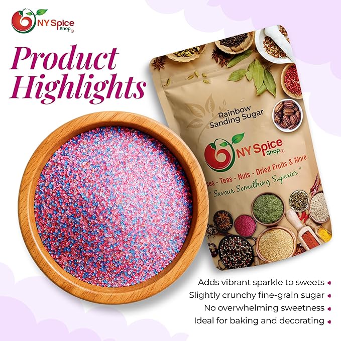 NY Spice Shop Rainbow Sanding Sugar - 1 Pound Sweet Colorful Edible Sprinkles For Candy Dish - Chocolate Sprinkles For Cake Decorating Cookies Basket & Dishes