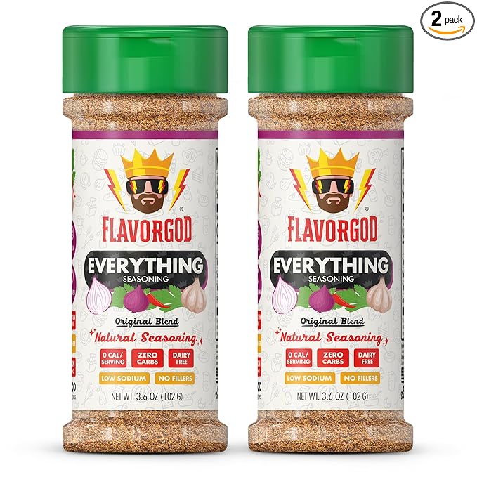 Everything Seasoning Mix, 2 Bottles by Flavor God - Premium All Natural & Healthy Spice Blend for Beef, Chicken, Dips, Seafood & Salad - Kosher & Low Sodium - Great Flavor Spices and Seasoning Gift
