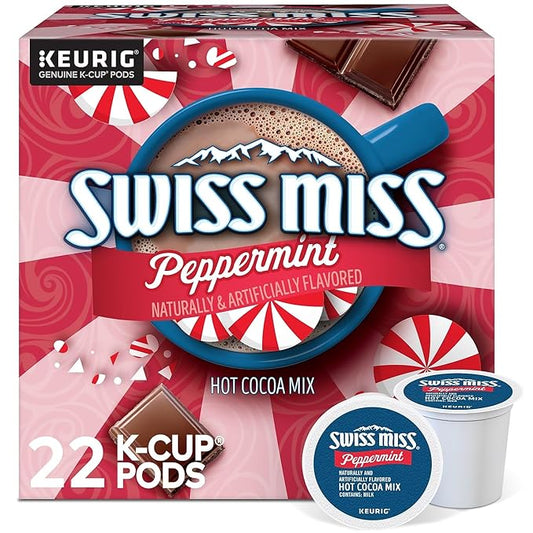Swiss Miss Chocolate Peppermint Hot Cocoa Mix, Keurig K-Cup Pod, 22/Box (5000355689)