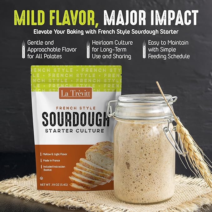 Sourdough Starter Culture French Style - Artisinal Dehydrated Sourdough Culture - Homemade Artisan Bread - Fast Activating - Dehydrated Live Culture Bread Mix - Easy Instructions - KOSHER - By LA Trevitt