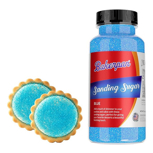 Bakerpan Blue Sanding Sugar for Baking & Cookie Decorating - 5 Ounce Edible Blue Sugar Sprinkles for Cookies, Cakes, Cocktails (Made In USA)