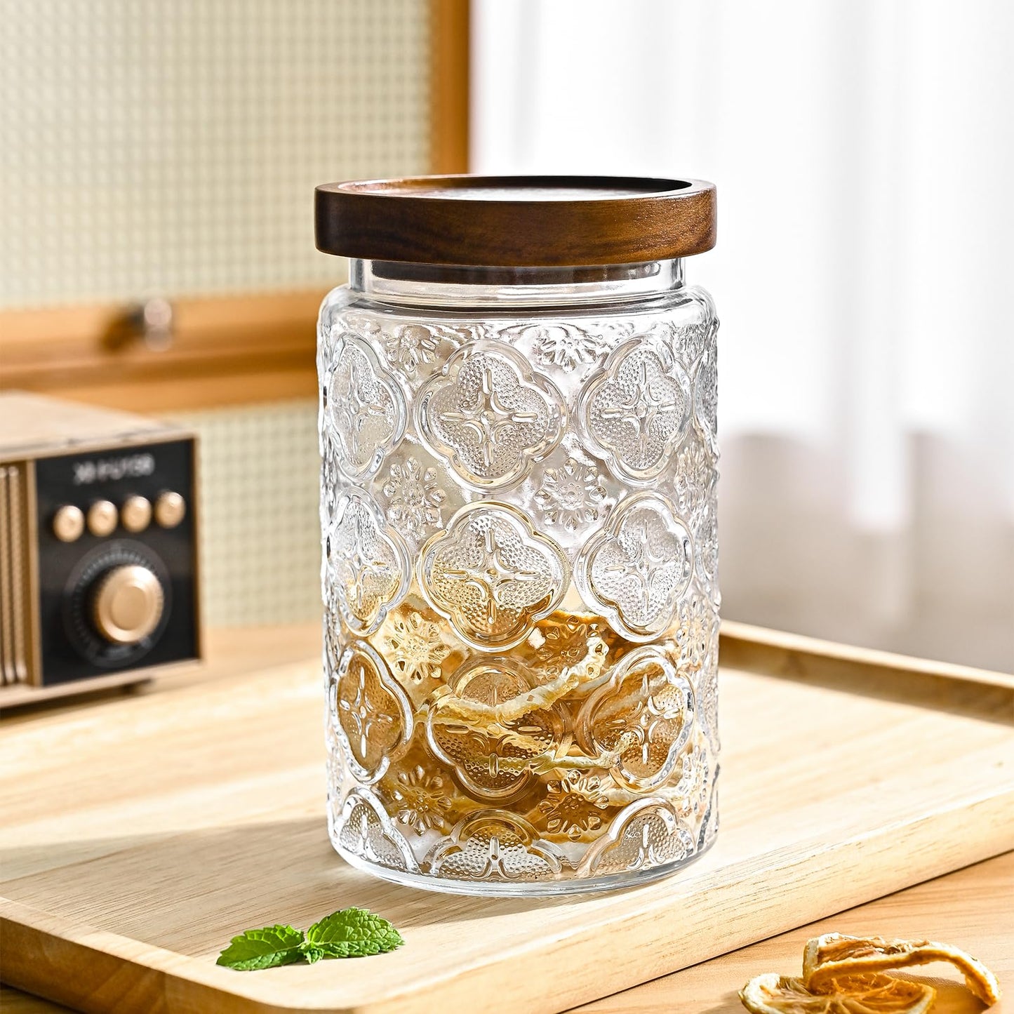 Adodeen 32oz Vintage Glass Jars With Lids, Airtight Food Storage Containers, Kitchen Canisters For