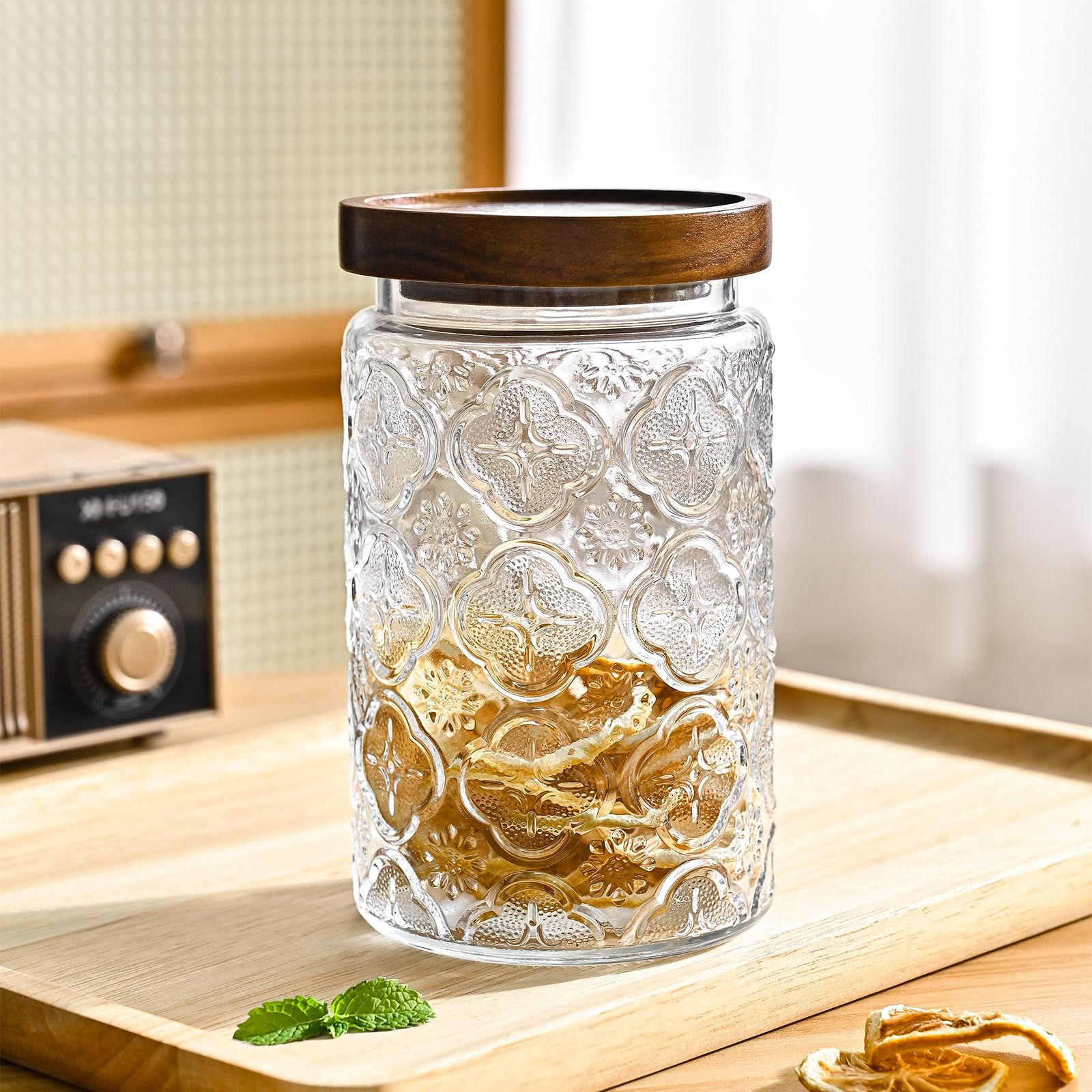 Adodeen 32oz Vintage Glass Jars With Lids, Airtight Food Storage Containers, Kitchen Canisters For