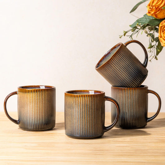 theterra Ceramic Coffee Mugs Set of 4, 14.2 oz Coffee Cups with Handle