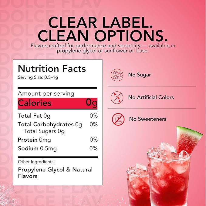 Dolce Flav Natural Watermelon Flavoring ??Sweet, Juicy Summer Fruit Taste | 2 oz Extract for Baking, Drinks & Frozen Treats | Graduated Dropper Included | Water-Soluble | Kosher | Made in USA