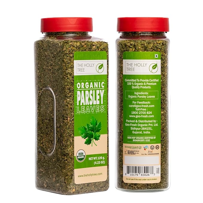Organic Parsley Flakes 4.23 oz - Organic Dried Parsley Flakes for Cooking & Garnishing - USDA Certified, Kosher, Gluten Free - The Holly Tree