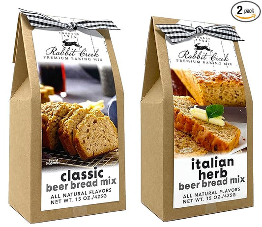 Rabbit Creek Beer Bread Mix Variety Pack of 2 ??Classic Beer Bread and Italian Herb Beer Bread Mix, Easy to Make, Breadmaker Not Needed