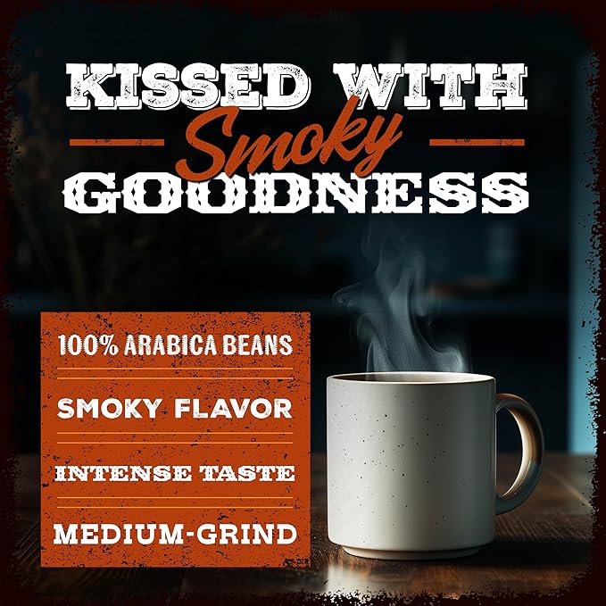 Rufus Teague Smoky Apple Flavored Ground Coffee, Gourmet Fresh Dark Roasted Coffee, Smoke Roasted Java, Medium Grind, 12 oz Bag, 2-Pack