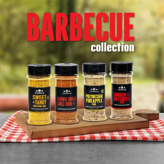 The Spice Lab Barbecue Gift Set – New Gourmet Grilling Seasoning Set Collection with Polynesian Pineapple, Brown Sugar Chili, Smoked Butcher’s Blend, And Sweet & Tangy Rub – Perfect Bbq Gift Set