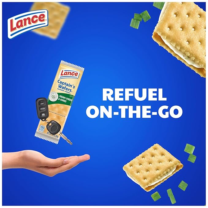 Lance Sandwich Crackers, Captain's Wafers Cream Cheese and Chives, 8 Packs, 6 Sandwiches Each
