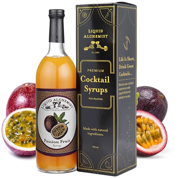 Liquid Alchemist Passion Fruit Syrup for Cocktails - Real Ingredients Make our Passion Fruit Puree for Cocktails the Perfect Margarita Mix - Non-GMO & Vegan (25.4 oz)