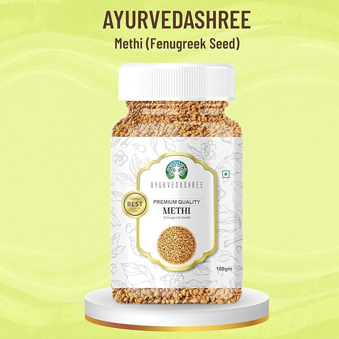 AYURVEDASHREE Fenugreek (Methi) Seeds Whole 100gm | Trigonella foenum graecum | All Natural | Vegan | Non-GMO | Indian Origin, used in cooking & Ayurvedic spice