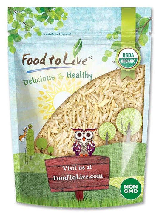 Food to Live Organic Blanched Slivered Almonds, 2 Pounds – Non-GMO, Raw, Unpasteurized, Unsalted, Vegan, Keto, Paleo, Kosher, High Protein, Dietary Fiber. Great for Cooking, Baking, Salads & Cereals