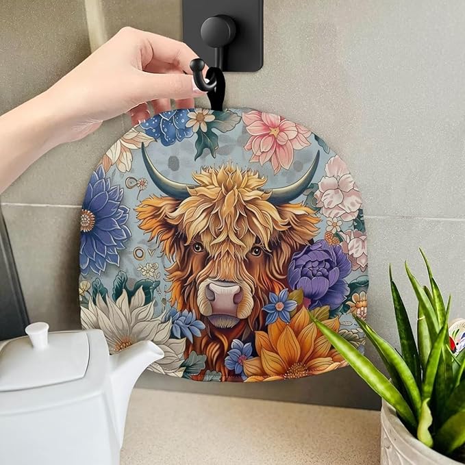 Highland Cow Tea Cozy for Teapot - Insulated Showy Flower Pot Cover, Bohemia Cattle Wildlife Kettle Kitchen Dust Cover
