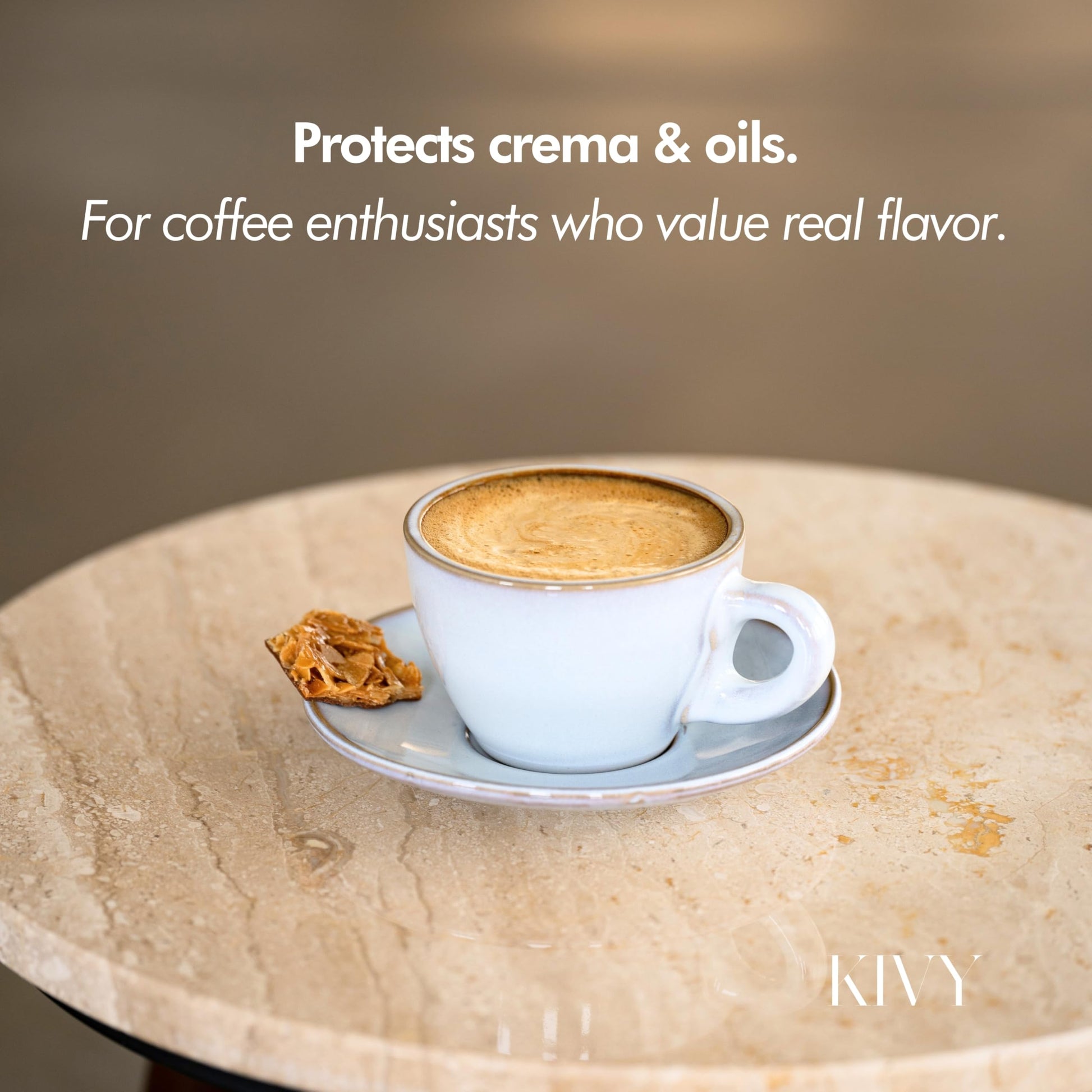 KIVY Vacuum Coffee Canister - Push Lid Preserves Coffee Aroma & Oil