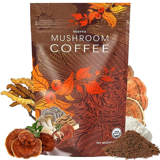 Mushroom Coffee With Lion's Mane, Reishi, Cordyceps, Shiitake, King Trumpet & Turkey Tail Everyday Dose (30 Servings) Premium Instant Coffee for Better Focus, Energy竊?.35 Ounce Pack of 180g竊?,<div>