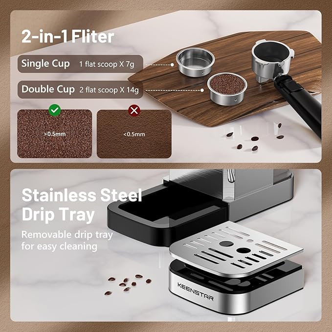 Espresso Coffee Machine with Milk Tank, 20Bar Hot & Iced Coffee Machine with Rapid Cold Brew, Touch Screen Espresso Maker with Steam Wand for Coffee Lover