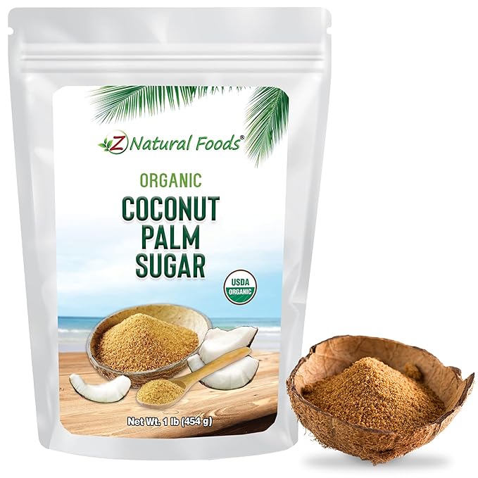 Z Natural Foods Organic Coconut Sugar - Nutrient-Dense, Flavorful & Unrefined Brown Coconut Sugar - Perfect for Tea, Coffee, Oatmeal, Deserts & Baking, Non-GMO, Vegan, Gluten-Free, 1 lb
