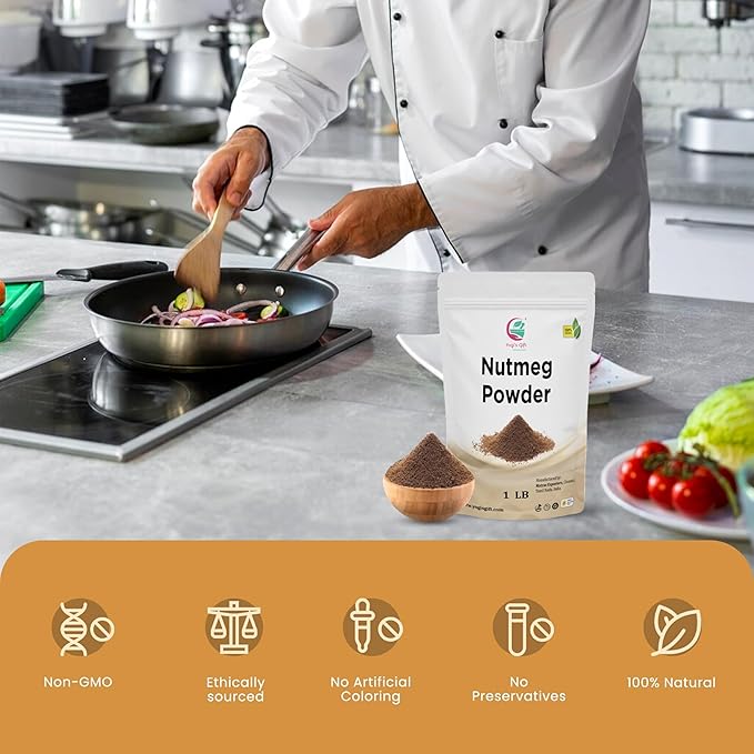 Nutmeg Ground 1 LB | Excellent Aroma and Incredible Flavor | Fresh Ground Nutmeg Spice for Baking, Cooking, Smoothies and Seasonings | Non GMO, Ethically Sourced | By Yogi's Gift짰