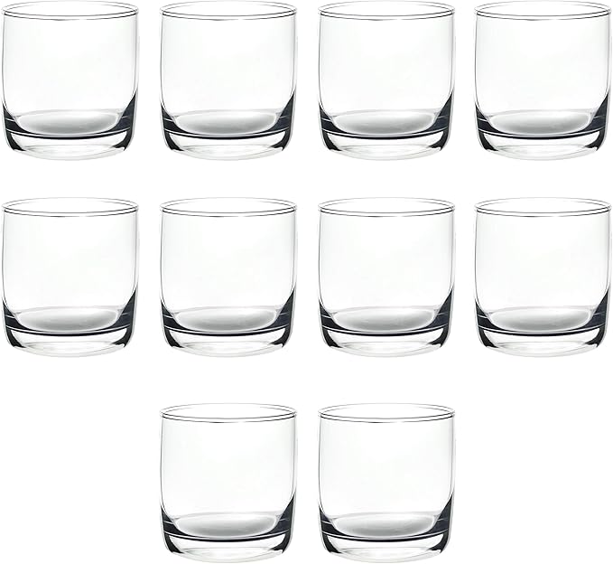 DISCOUNT PROMOS Whiskey Glasses 10 oz Set of 10, Bulk Pack - Heavy Base Old Fashioned Glass, Perfect for Scotch, Bourbon, Whiskey, Cocktail - Clear Bottom Color