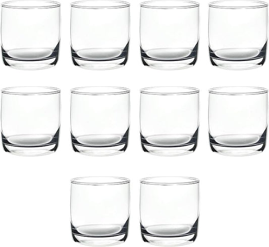 DISCOUNT PROMOS Whiskey Glasses 10 oz Set of 10, Bulk Pack - Heavy Base Old Fashioned Glass, Perfect for Scotch, Bourbon, Whiskey, Cocktail - Clear Bottom Color