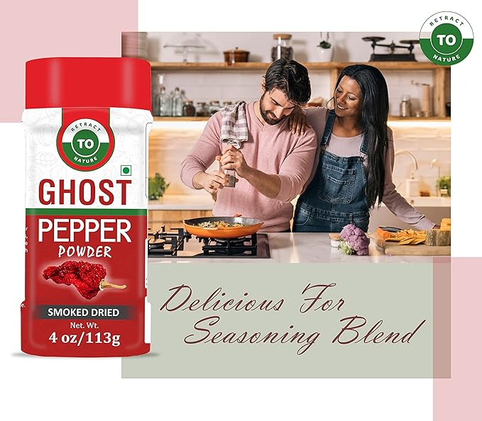 Ghost Pepper Powder (Bhut Jolokia Chili) ??4 oz/113 gm, 100% Pure, Smoked, Hottest & Spicy Chili Powder, Add Unique, Delicious, Complex and Smoky Flavor to Your Favorite Dishes