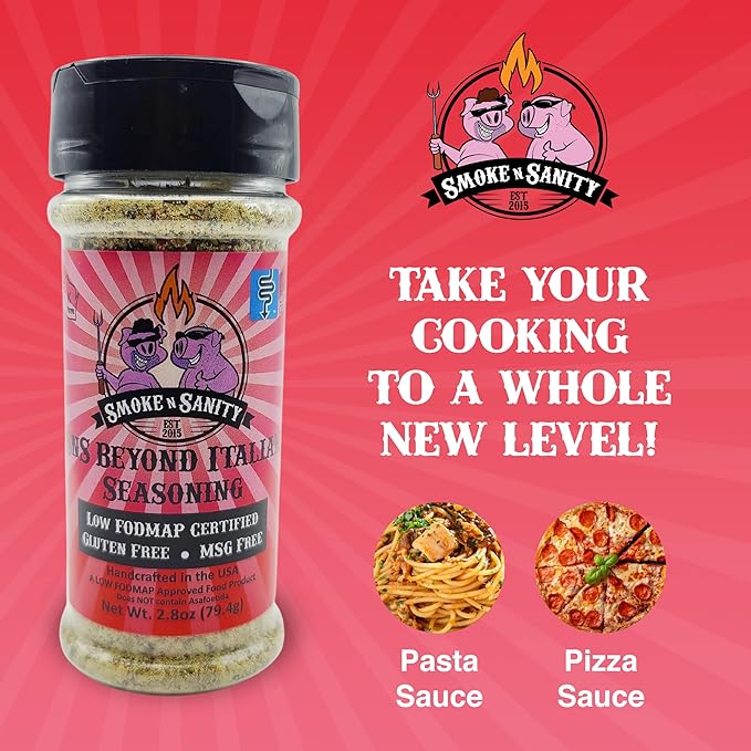 Smoke n Sanity SnS Beyond Italian Seasoning | Monash Certified Low FODMAP | Gluten Free | Certified Kosher | Dairy Free (2.8 oz Shaker)