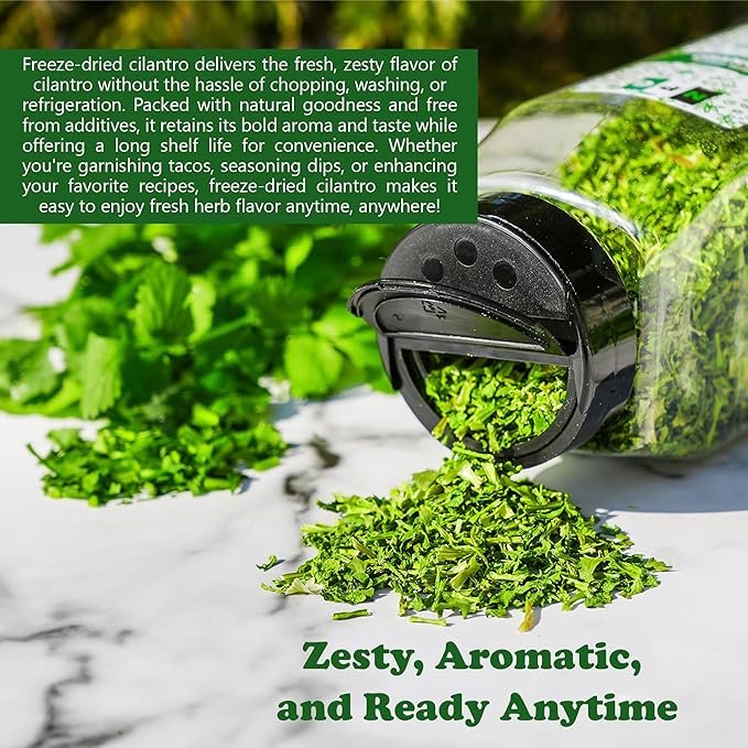 NPG Freeze-Dried Cilantro 3 Oz, Fresh Dehydrated Coriander Flakes, Dhania Leaves, Lime Seasoning, Mexican Spices, Perfect for Cooking, Soups, Salsas, and Garnish
