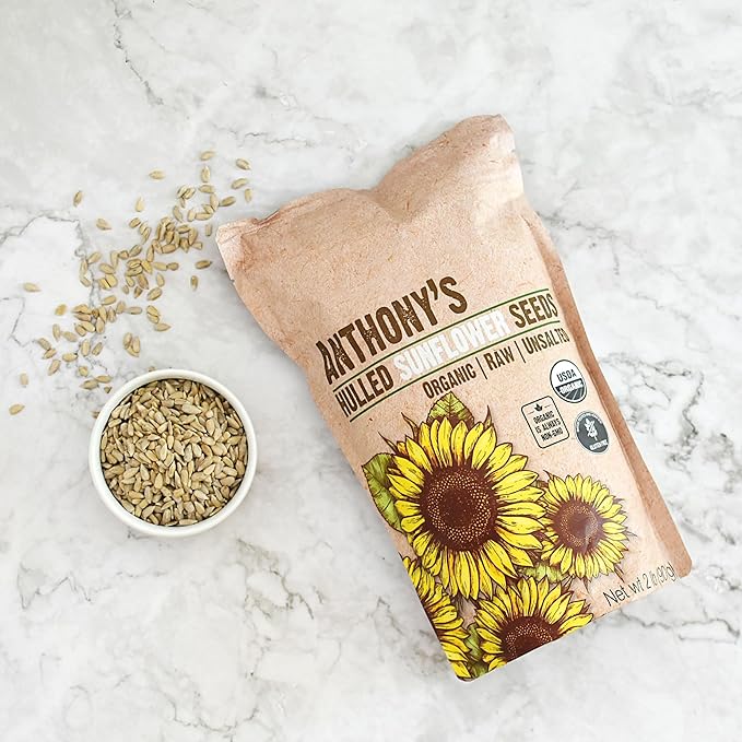 Anthony's Organic Hulled Sunflower Seeds, 2 lb, Raw, Unsalted, Batch Tested and Gluten Free, Keto Friendly
