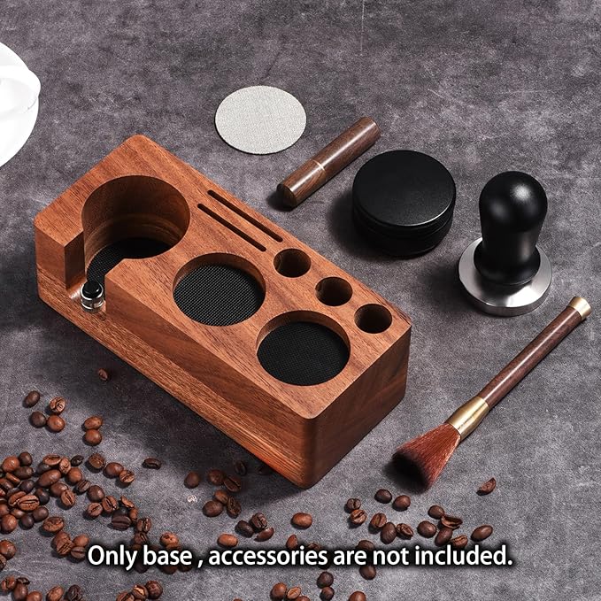 Espresso Tamping Station(51/54MM) Walnut Wood, Espresso Coffee Anti-pressure Pad Stand, Espresso Station,Coffee Tamper Station Organizer for Countertop