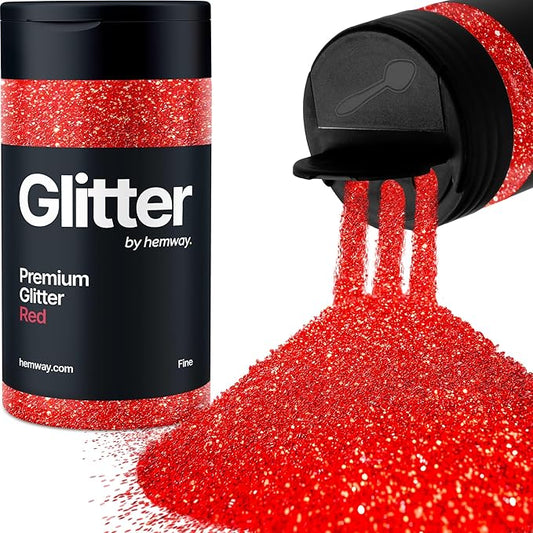 Hemway Premium Glitter Shaker - Red | 130g Fine Metallic Flake Sequins for Resin & Epoxy Crafts | Craft Supplies for Tumblers, Festival, Art