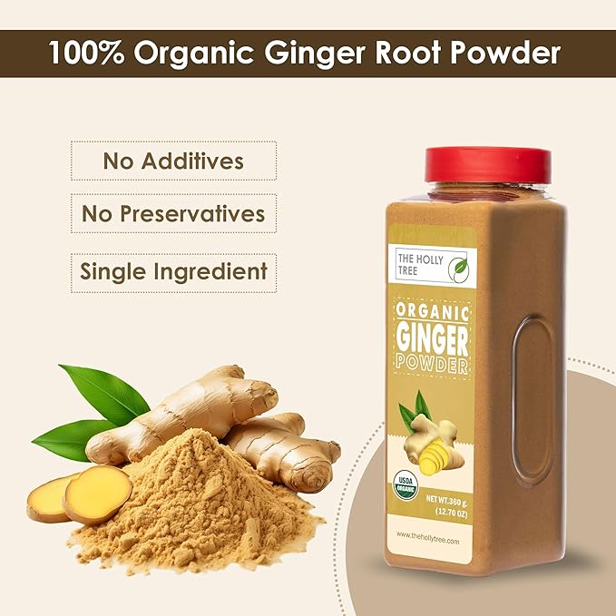 Organic Ginger Powder 12.70 oz – Ground Ginger Powder Organic for Cooking, Baking & Tea – Kosher, Gluten Free, USDA Certified – The Holly Tree