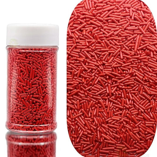 SE Si&Moos Red Sprinkles Edible Red Jimmies Soft Jimmy Sprinkles Halloween Cake Decorations Christmas Cookie Decorations for Cake Decorating, Ice Cream Toppings & Baking 2.75 OZ