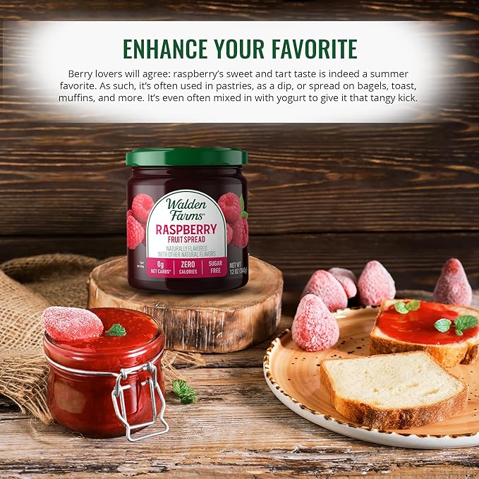 Walden Farms Fruit Spread Variety Pack Blueberry, Raspberry & Strawberry Fruit Flavors – Zero Calorie, Low Carb, Keto-Friendly, Vegan, Sugar-Free – 3-Pack, 12 oz Bottles