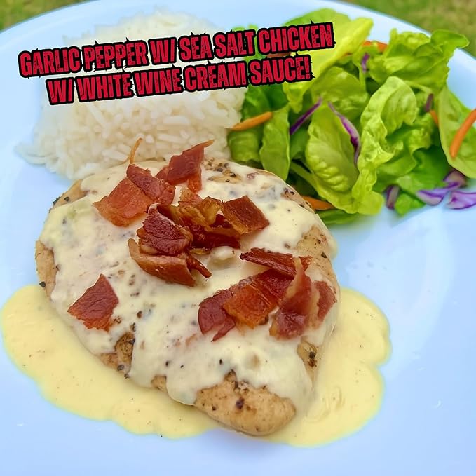 Bold Garlic Pepper with Sea Salt Seasoning ??SPG Seasoning Blend Reimagined for Bigger Flavor | All-Purpose Garlic Salt Rub for Steak, Chicken, Veggies | Runnin??Wild, 7.2 oz