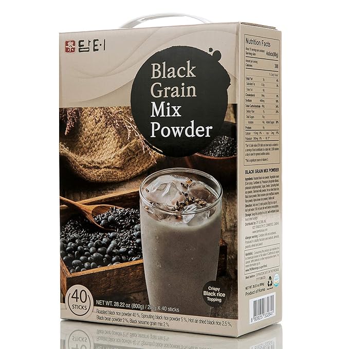 Damtuh Korean Black Mixed Grain Powder Meal Replacement Shake – Healthy Breakfast Drink, Nutritious Grain Misugaru, 20g x 40 Sticks (Pack of 2)