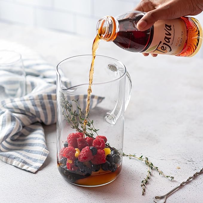 Tejava Peach Black Tea, 6 Pack 16.9 oz PET, Unsweetened, Ready-to-Drink Premium Iced Tea