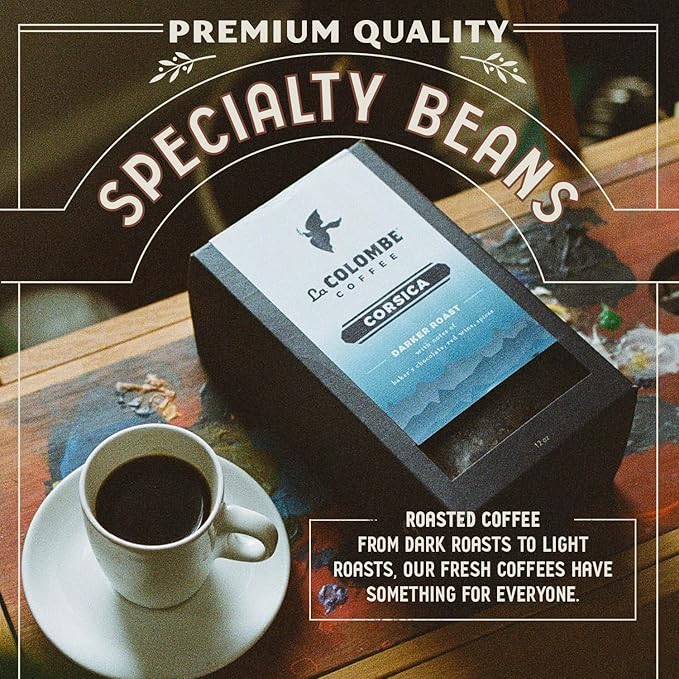 La Colombe Corsica Dark Roast Drip Grind Ground Coffee - Notes of Baker's Chocolate, Red Wine & Spices, 12 Ounce (Pack of 4)