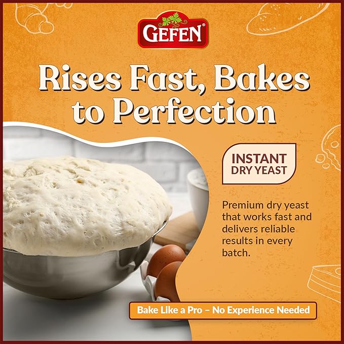 Gefen Instant Natural Dry Yeast, 1 LB Bag, Great for Breads & Challah, Certified Kosher
