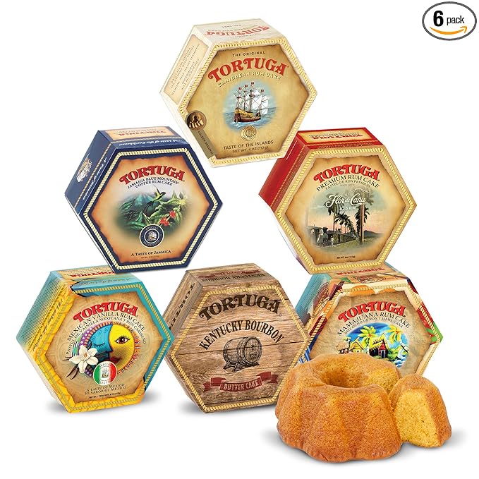TORTUGA Provenance Rum Cake Variety Pack ??4 oz. - 6 Pack - The Perfect Premium Gourmet Gift for Stocking Stuffers, Gift Baskets, and Christmas Gifts - Great Mini Cakes for Delivery