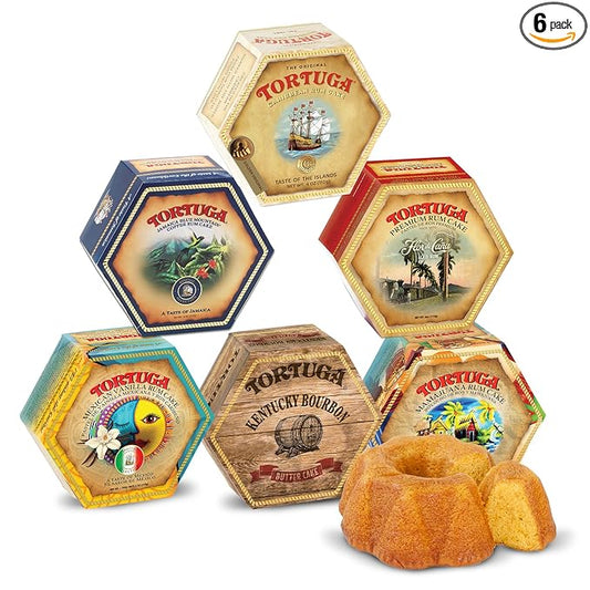 TORTUGA Provenance Rum Cake Variety Pack ??4 oz. - 6 Pack - The Perfect Premium Gourmet Gift for Stocking Stuffers, Gift Baskets, and Christmas Gifts - Great Mini Cakes for Delivery