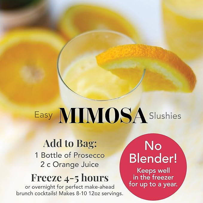 Frozen Cocktail Drink Mix - Makes 10 Mimosa Slushies - Drink Powder Pouches for Alcohol - All Natural Low Sugar Mixer, No Blender Needed