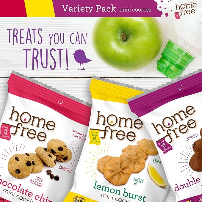 Homefree Treats You Can Trust Gluten Free Mini's, Variety pack with Lemon Burst, 30 Count