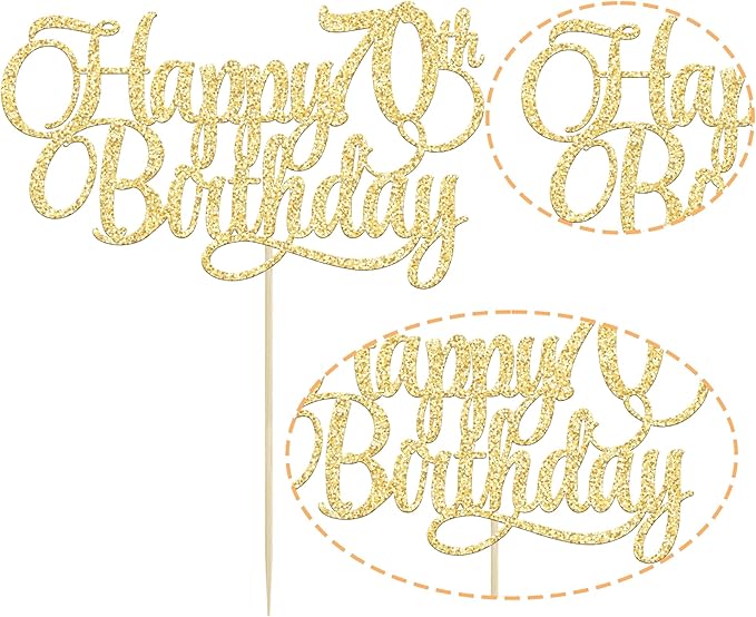 1 Pack Happy 70th Birthday Cake Topper Gold Glitter Number 70 Seventy Years Old Birthday Cake Pick Decoration For 70th Birthday Celebrating Anniversary Party Supplies