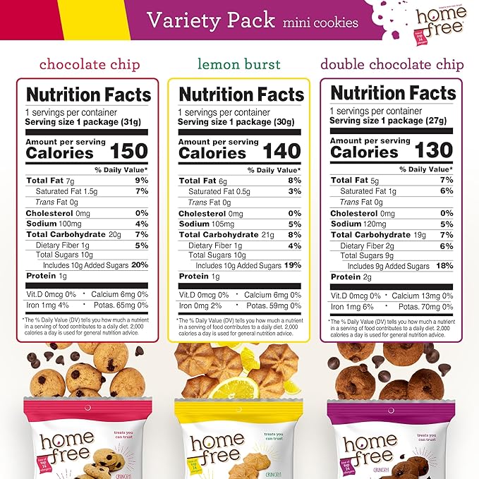 Homefree Treats You Can Trust Gluten Free Mini's, Variety pack with Lemon Burst, 30 Count
