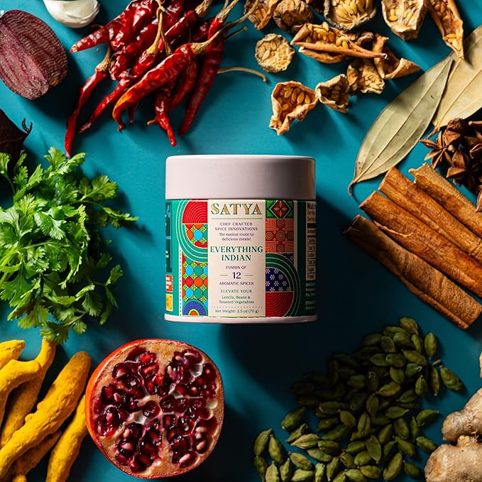 Satya Blends Everything Indian Masala-Tangy, Spicy Flavor 12 Spice Blend | Vegan & Low Sodium | Garam Masala for Vegetables | Gluten & Dye Free | Authentic Indian Spices & Seasoning- 2.5Oz(Pack of 1)